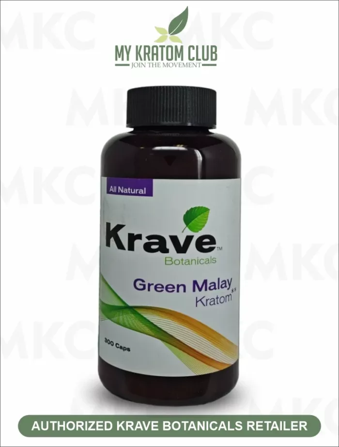 Krave Kratom Green Malay Capsules 300 Count by My Kratom Club