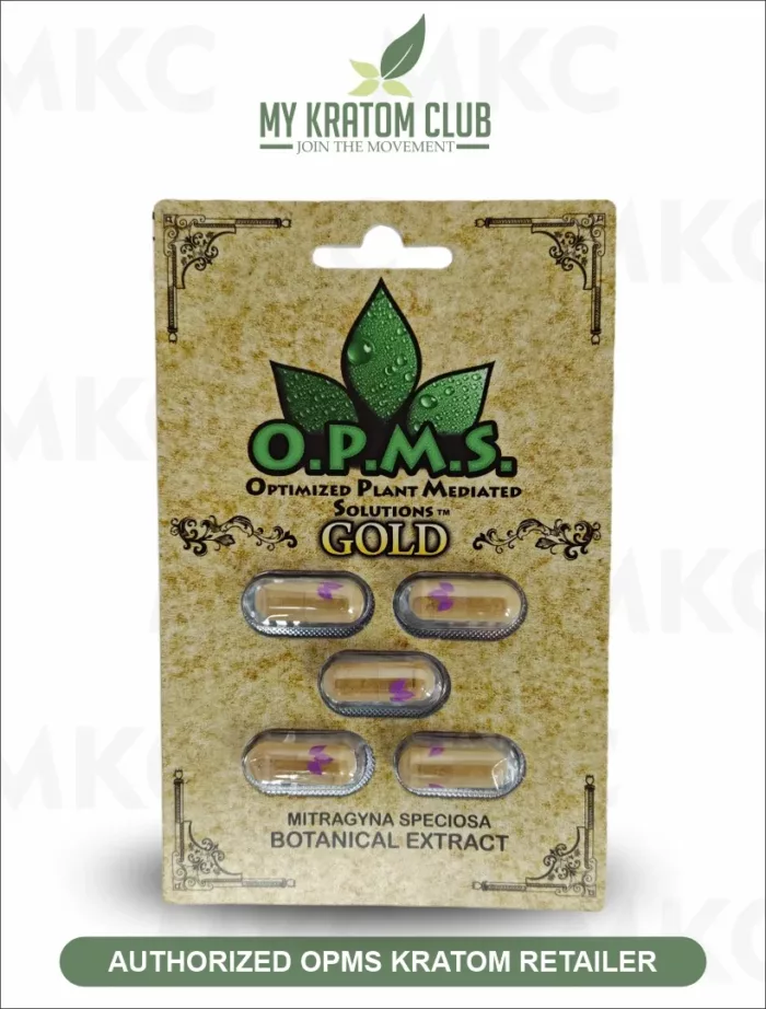 OPMS Kratom Gold Extract Capsules 5 Count Pack by My Kratom Club