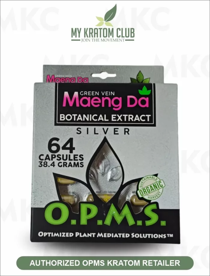 OPMS Kratom Green Vein Maeng Da Capsules Blister Pack 64 Count by My Kratom Club