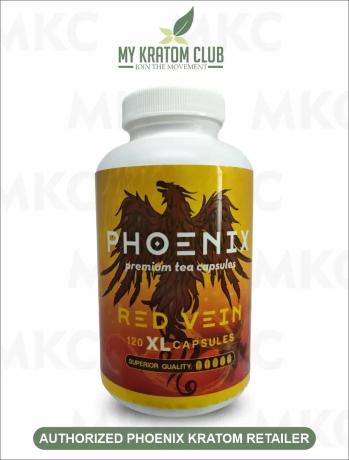 Phoenix Kratom Red Vein Capsules 120 Count by My Kratom Club