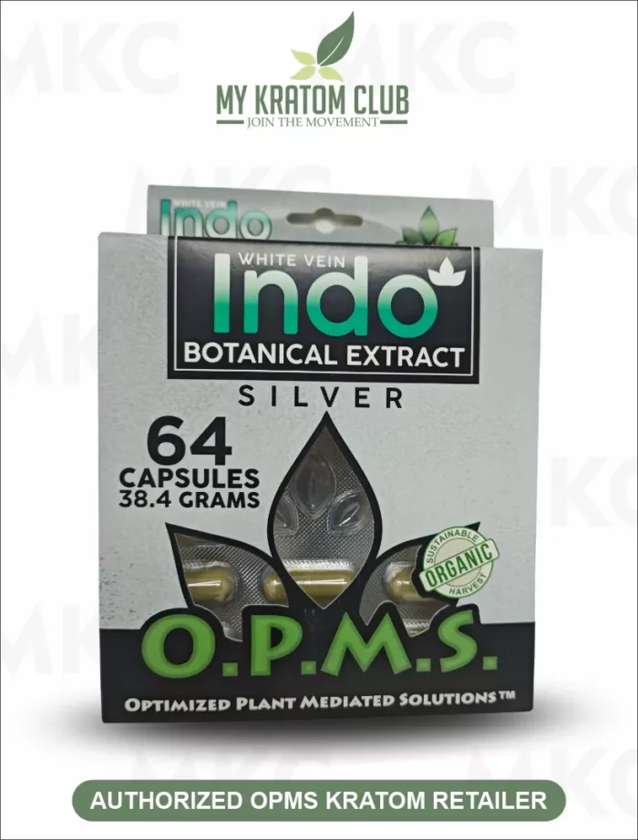 OPMS Kratom White Vein Indo Capsules Blister Pack 64 Count by My Kratom Club