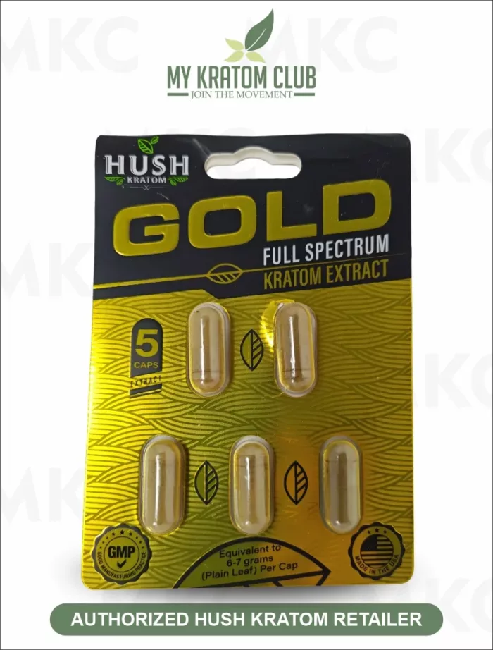 Hush Kratom Gold Capsules 5 Count by My Kratom Club